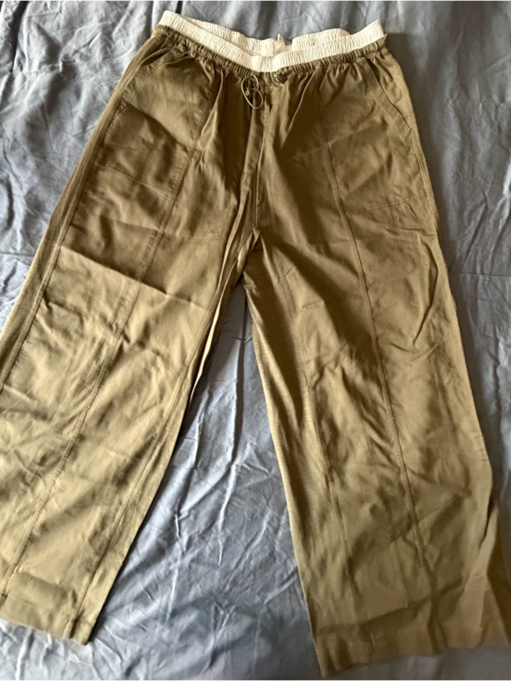 Anthropologie Olive Wide-Leg Drawstring Pants